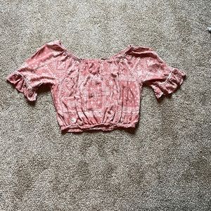 Forever 21 pink off the shoulder crop top